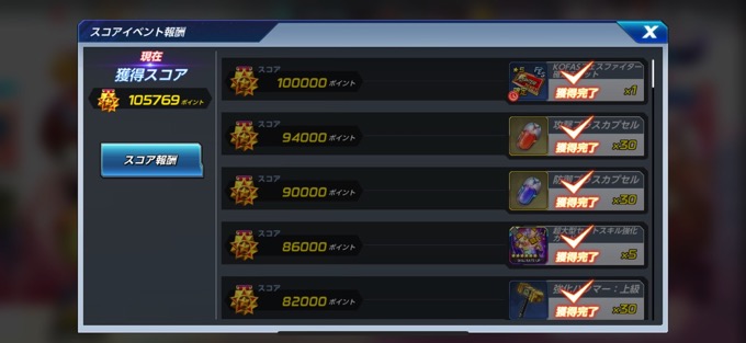 スコアイベ報酬